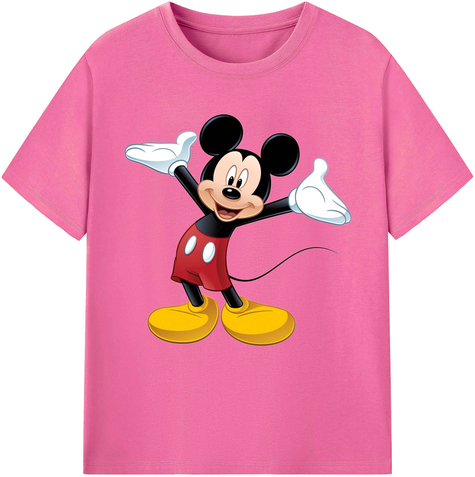（画像用） ミッキーマウス Mickey Mouse レディースカジュアルプリントTシャツ（綿100％）